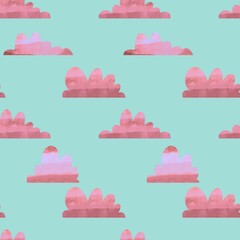 Abstract clouds seamless paint pattern for wrapping paper and fabrics and linens and kids clothes print