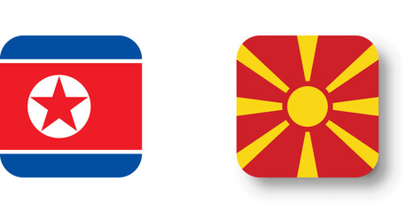 North Macedonia flag - flat vector square with rounded corners and dropped shadow.