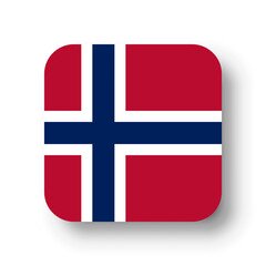 Obraz premium Norway flag - flat vector square with rounded corners and dropped shadow.