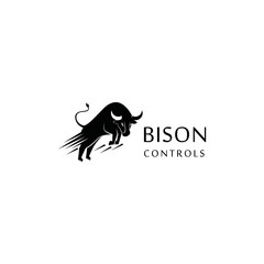 jumping bison logo design template illustration inspiration