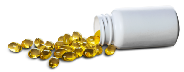 Plastic bottle on a with pills, healthy diet concept