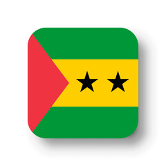 Sao Tome and Principe flag - flat vector square with rounded corners and dropped shadow.