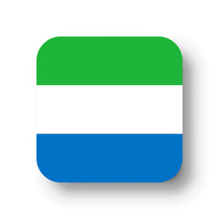 Sierra Leone flag - flat vector square with rounded corners and dropped shadow.