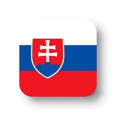 Slovakia flag - flat vector square with rounded corners and dropped shadow.