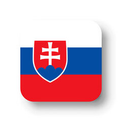 Obraz premium Slovakia flag - flat vector square with rounded corners and dropped shadow.