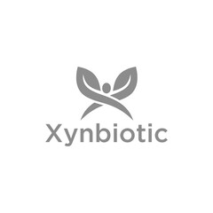 Abstract xynbiotic Logo. Combination of ash Linear Style Leaves and People isolated on White Background. Can be used for Nature, Cosmetics, Health and Beauty Logos