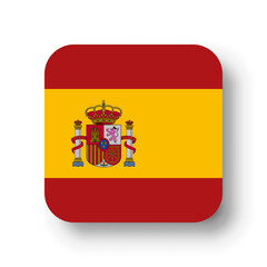 Spain flag - flat vector square with rounded corners and dropped shadow.