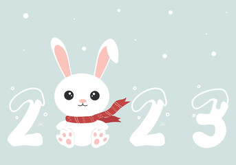 Fototapeta na wymiar Vector illustration for the new year with a rabbit. New year 2023.