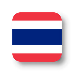 Thailand flag - flat vector square with rounded corners and dropped shadow.