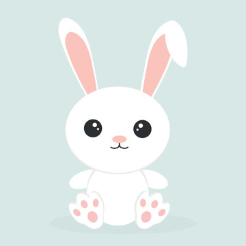 Cute rabbit. Rabbit on a blue background. Vector illustration