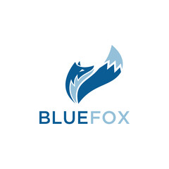 blue fox logo icon geometric vector template with white background, looks modern and minimalist