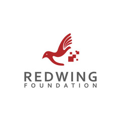 Hands bird logo design. Fingers wings dove freedom