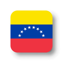 Venezuela flag - flat vector square with rounded corners and dropped shadow.
