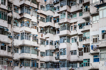 Fototapeta premium Old crowded apartment in Quarry Bay, Hong Kong
