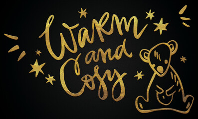 Warm and cozy golden calligraphy design banner