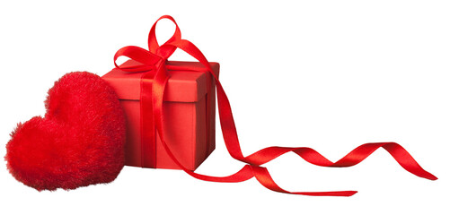 Red gift or present box with red bow