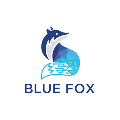 blue fox technology logo design