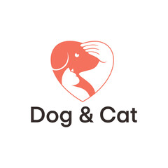 Line Of Love Pet Logo Design. Love Pet Logo Template. Modern Design. Flat Logo. Vector Illustration