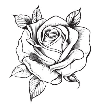 Beautiful rose flower hand drawn sketch.Vector illustration.