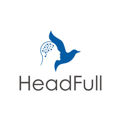 head people with bird brain logo design