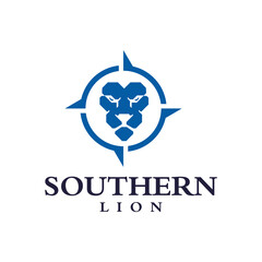 face lion with compas abstract logo design