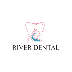 Oral Facial logo design, dentist dental tooth teeth shape and silhouette of beauty woman face.