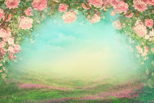 Vintage background woth roses