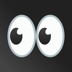 Pair of eyes vector emoji icon design. Isolated Pervy eyes, shifty eyes sign design.