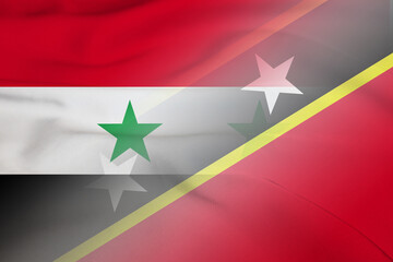 Syria and Saint Kitts and Nevis political flag international contract KNA SYR