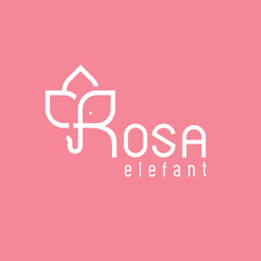 creative rosa flower in the shape of an elephant's head logo design - obrazy, fototapety, plakaty