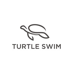 Simple Line Turtle Logo in Tortoise Monogram line art minimalist logo design icon design vector template