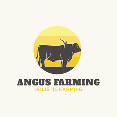 Obraz premium pet cow with bird on back logo design