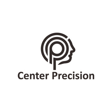 letter cp with head people logo design