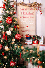 christmas decorations on a wooden background