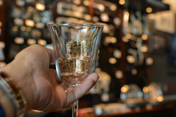 A glass is a glass for holding a drink in hand.