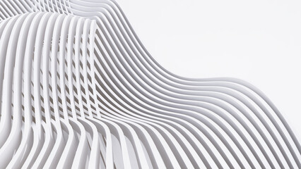 Abstract Curved Shapes. White Circular Background.