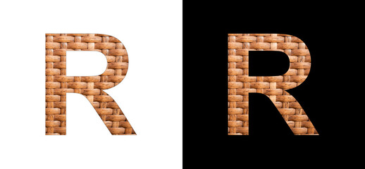 Uppercase Letter R - Synthetic Rattan Background