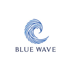 Obraz premium blue wave logo template with colorful letter c design