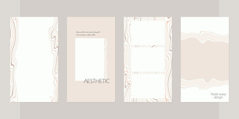 Minimalistic templates in beige for social media stories, interior, beauty, cosmetics content.