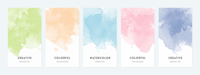 Abstract backgrounds with colorful watercolor spots for cover design, social media, creative content.