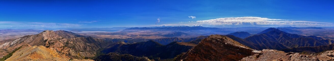 Deseret Peak views hiking by Oquirrh Mountain Range Rocky Mountains, Utah. United States. 