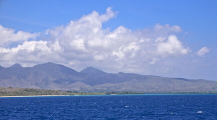 Tropical Island view in the sea and blue sky