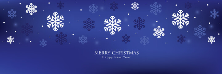 Naklejka na ściany i meble Modern winter composition, magic blue christmas snowflake background. Merry Christmas vector banner.