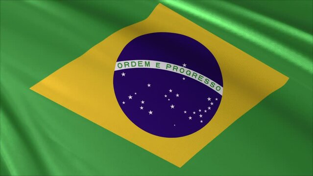 Brazil Flag Animation Wave 3D render