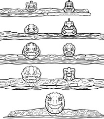 Hand drawn doodle hqppy Halloween icons set