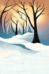 Winter Forest Landscape Illustration