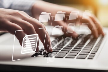 Business developer using laptop computer. Project management concept