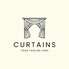 curtains line art style logo vector template illustration design, circus curtains minimalist logo