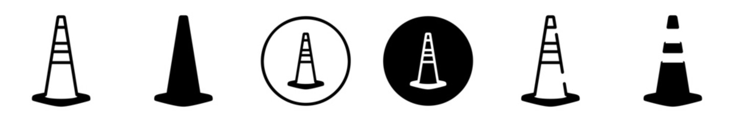 Conjunto de iconos de conos de tráfico. Señal, aviso, advertencia. Ilustración vectorial