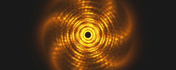 golden glowing circle on black background © Faried